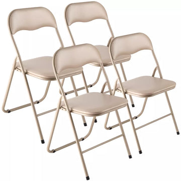 Set de 4 scaune pliabile cu cadru metalic rezistent și tapițerie căptușită